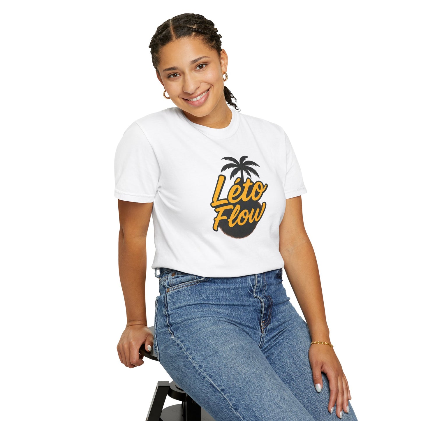 Unisex Garment-Dyed T-Shirt with 'Léto Flow' Design, Summer Vibes, Beachwear, Gift for Tropics Lovers, Casual Wear