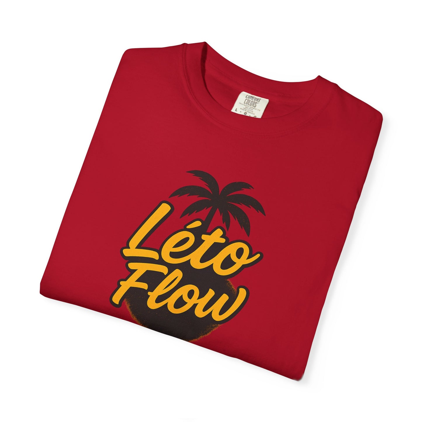 Unisex Garment-Dyed T-Shirt with 'Léto Flow' Design, Summer Vibes, Beachwear, Gift for Tropics Lovers, Casual Wear