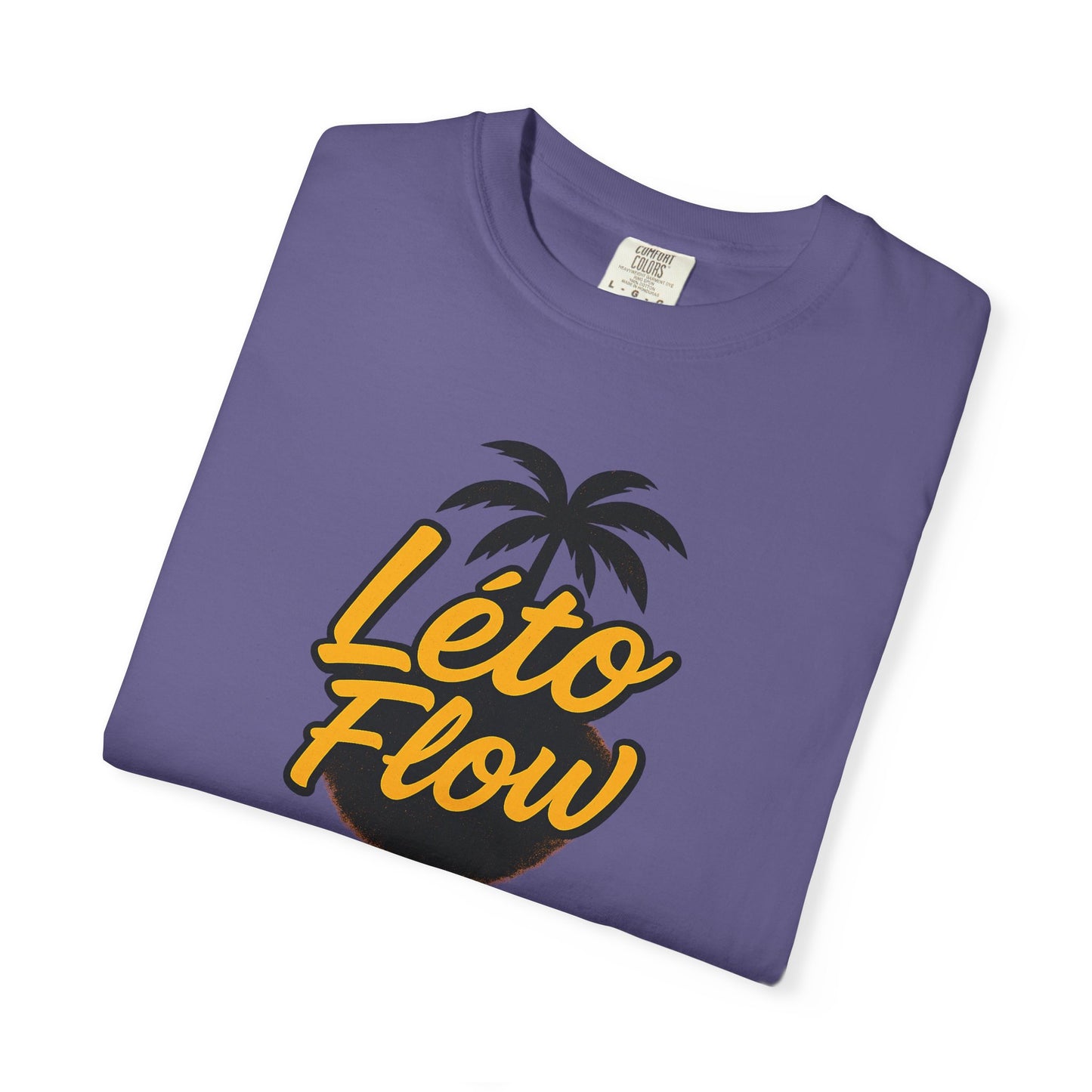 Unisex Garment-Dyed T-Shirt with 'Léto Flow' Design, Summer Vibes, Beachwear, Gift for Tropics Lovers, Casual Wear