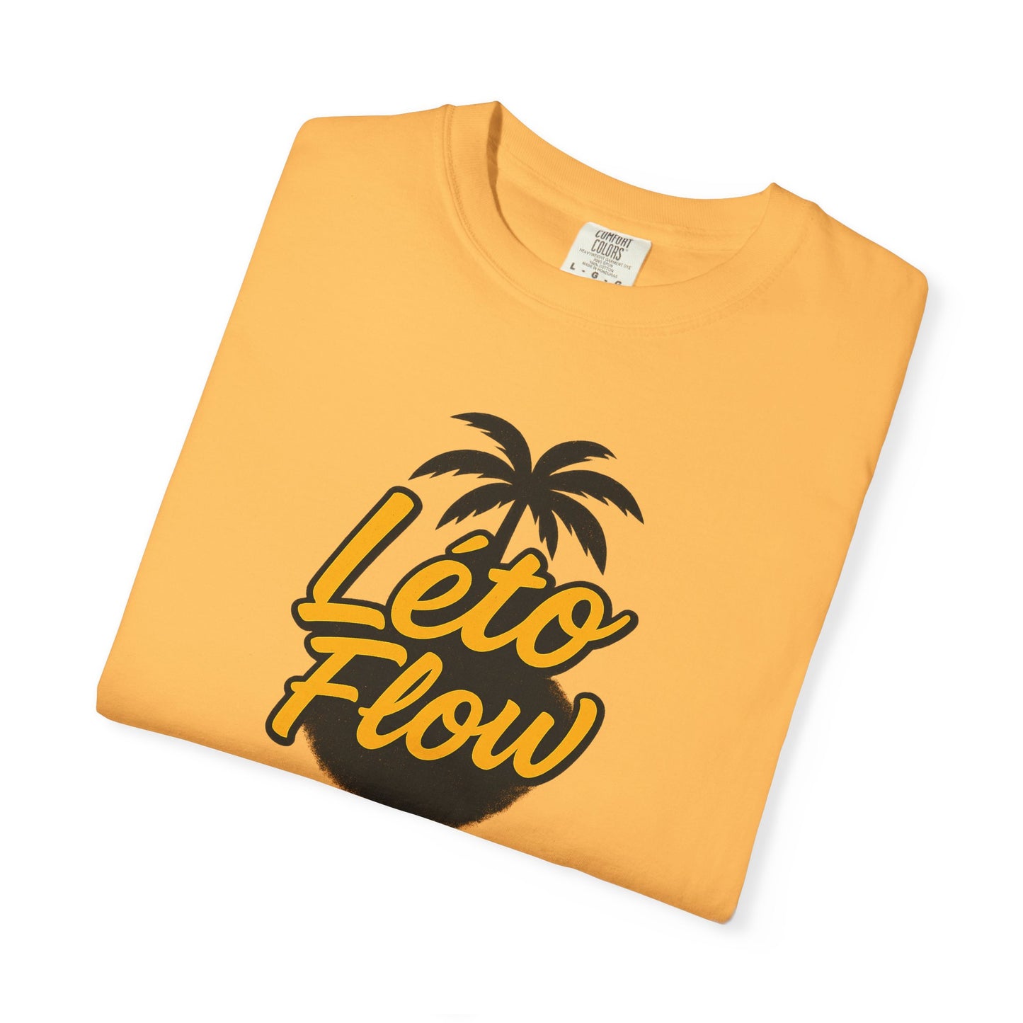 Unisex Garment-Dyed T-Shirt with 'Léto Flow' Design, Summer Vibes, Beachwear, Gift for Tropics Lovers, Casual Wear