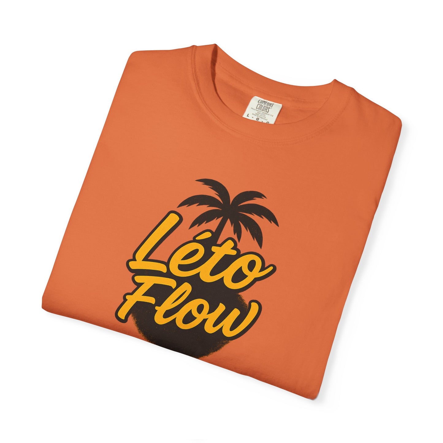 Unisex Garment-Dyed T-Shirt with 'Léto Flow' Design, Summer Vibes, Beachwear, Gift for Tropics Lovers, Casual Wear