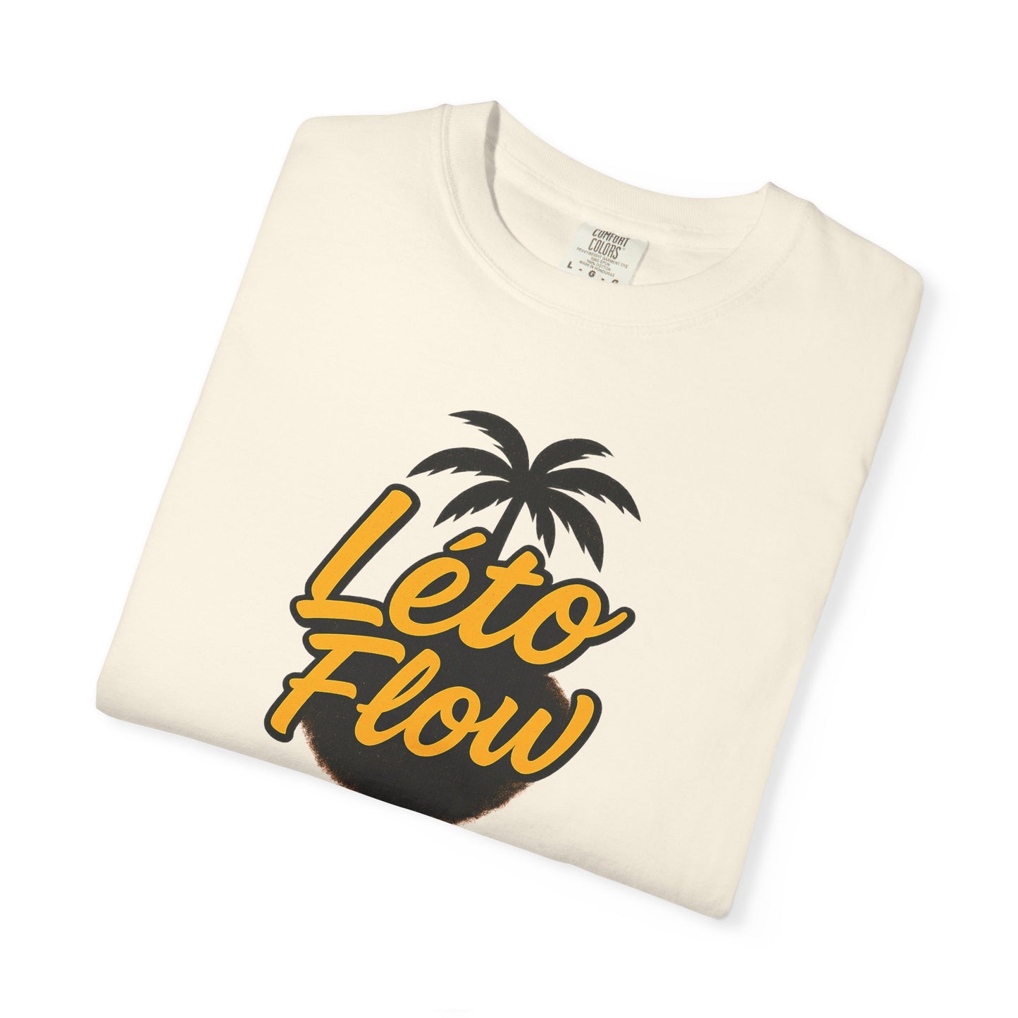 Unisex Garment-Dyed T-Shirt with 'Léto Flow' Design, Summer Vibes, Beachwear, Gift for Tropics Lovers, Casual Wear