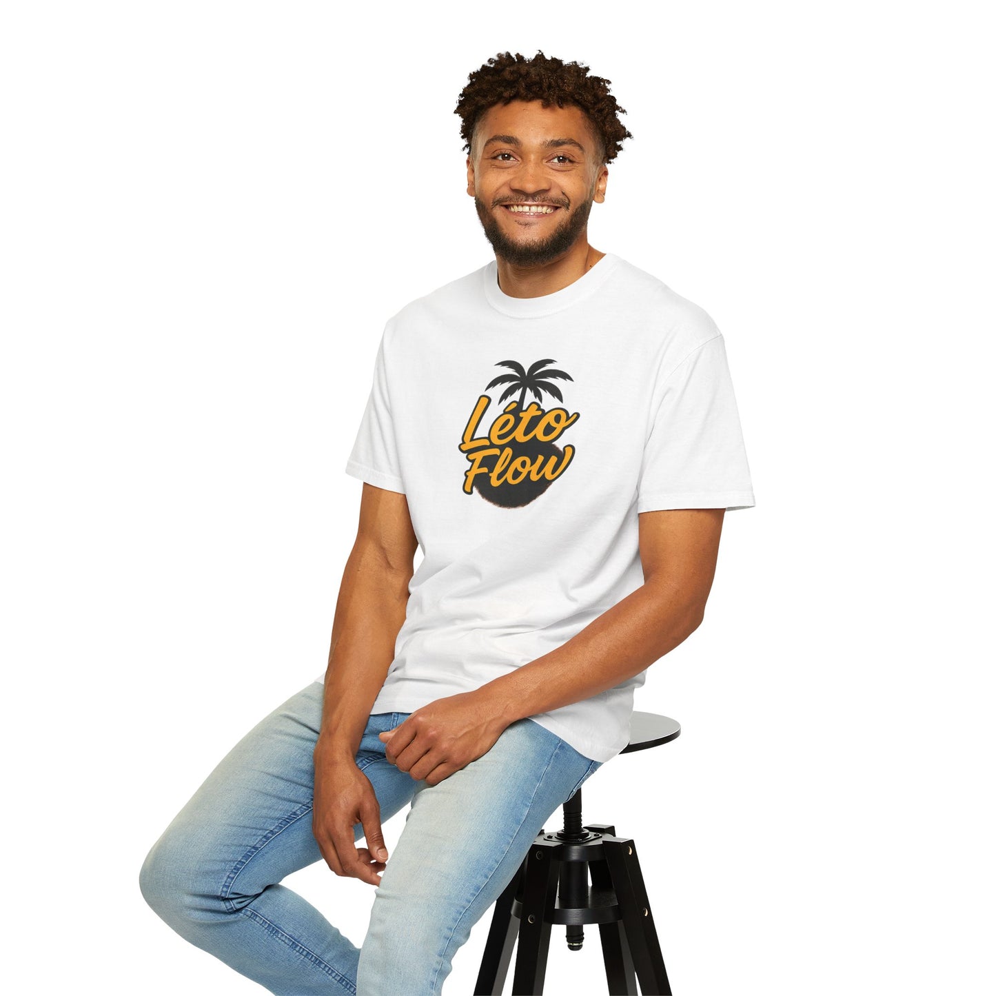 Unisex Garment-Dyed T-Shirt with 'Léto Flow' Design, Summer Vibes, Beachwear, Gift for Tropics Lovers, Casual Wear