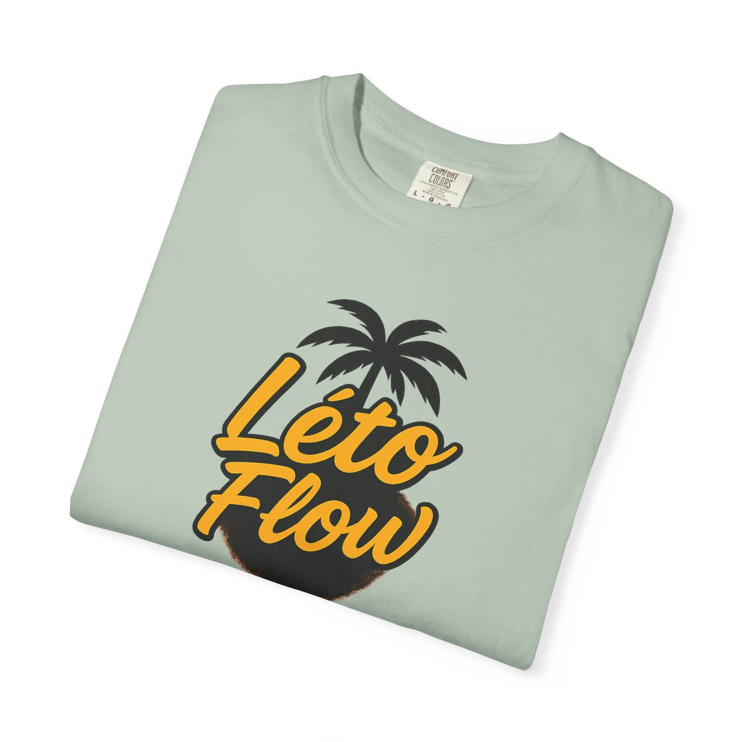 Unisex Garment-Dyed T-Shirt with 'Léto Flow' Design, Summer Vibes, Beachwear, Gift for Tropics Lovers, Casual Wear