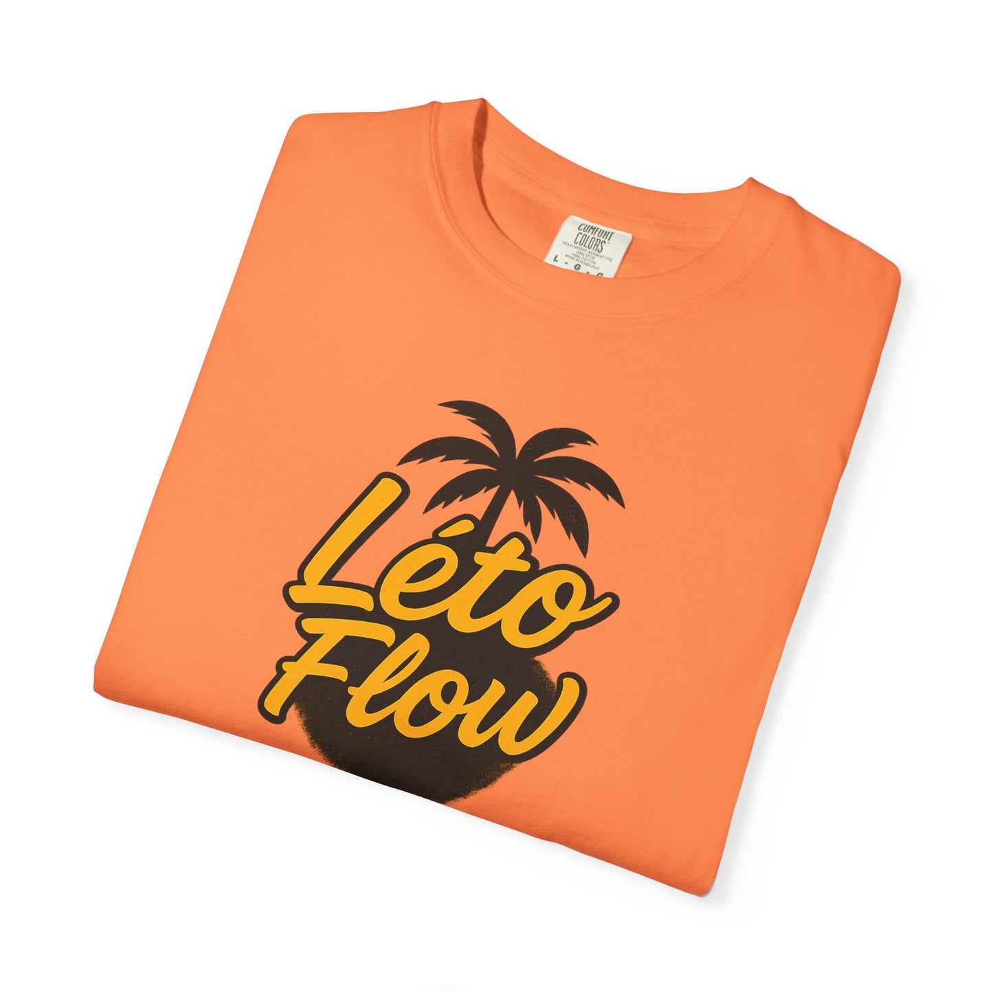 Unisex Garment-Dyed T-Shirt with 'Léto Flow' Design, Summer Vibes, Beachwear, Gift for Tropics Lovers, Casual Wear